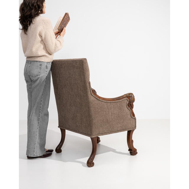Empire Carved Upholstered Armchair, Neoclassical Style, France, Circa 1820 For Sale - Image 11 of 17