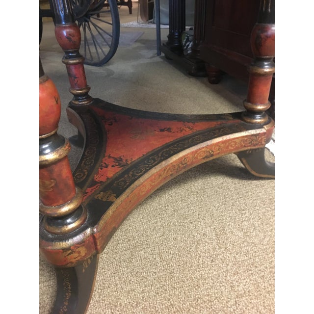 1980s English Traditional Tooled Leather Center Table For Sale - Image 9 of 12