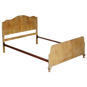 English Double Bed in Bleached Walnut, 1900s