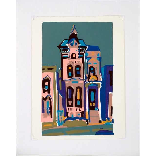 Pop Art San Francisco Victorian House - Fauvist Screenprint on Archival Paper by Doris Warner For Sale - Image 3 of 7