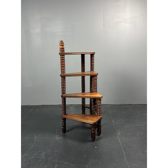 Charles Dudouyt Mid-Century French Turned Wood Library Steps in the style of Charles Dudouyt, 1950s For Sale - Image 4 of 18
