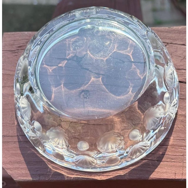 Glass Lalique Crystal Art Glass Vintage Cigar Ashtray, Tokyo Pattern Frosted Florals & Roundels For Sale - Image 7 of 7