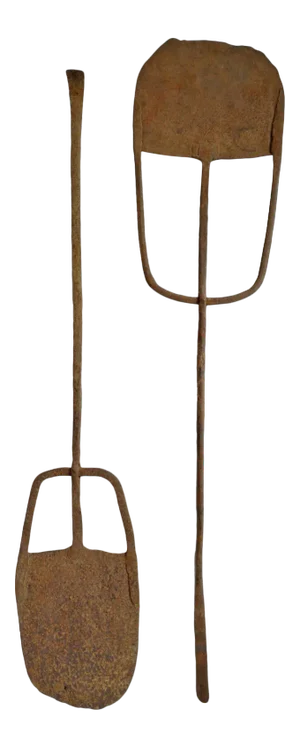 Antique African Industrial Hausa Iron Hoe Farm Tool Currency - A Pair