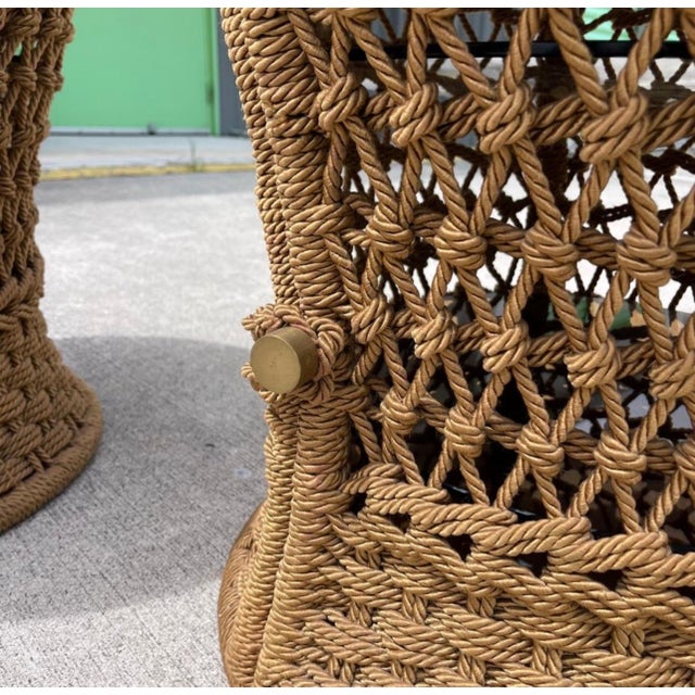 Marzio Cecchi Studio Most Rope Travertine Top Side Tables or Nightstands, a Pair For Sale - Image 11 of 12