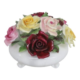 Royal Adderley Bone China Floral Basket of Roses Figurine Made in England 5054b For Sale
