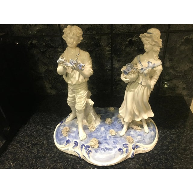 Signed ceramics beautiful figures \.\. sawn glaze on the dress visible in the photo. This piece has an attribution mark, I...