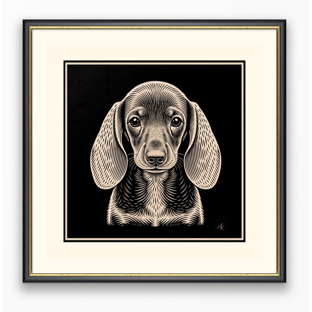 Atelier Aria Lumae the Sovereign Pet Collection Dachshund Silhouette Geometric Lithograph Fine Art Gallery Board Print Square Panel 16 X 16 For Sale - Image 14 of 18