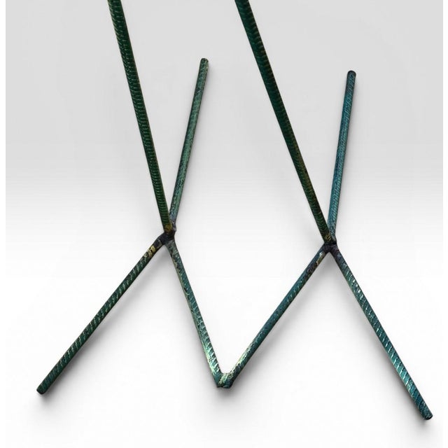 Late 20th Century Monumental Denver and Ter Borders Hand Carved Wood Crane Sculpture With Welded Rebar Feet For Sale - Image 12 of 13