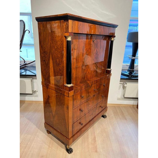 Biedermeier Secretary in Walnut and Maple, 1820 For Sale - Image 6 of 18