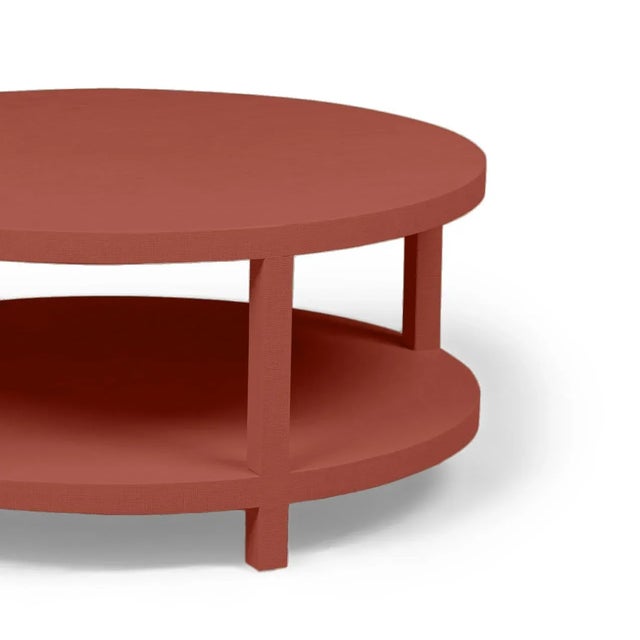 Raffia Wrapped Terra Cotta Tile Round Two-Layer Coffee Table，This round open coffee table is beautiful and convenient. The...