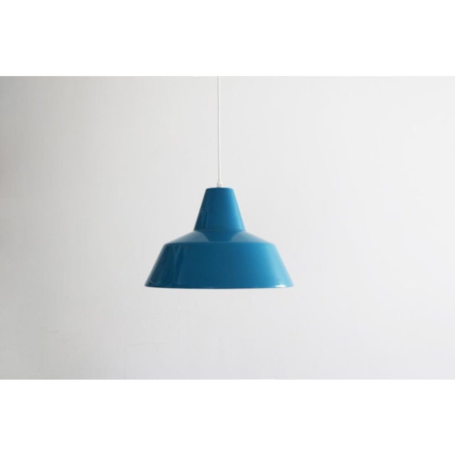Louis Poulsen Petrol Blue Enamel Workshop Pendant Lamp by Louis Poulsen, Denmark, 1960s For Sale - Image 4 of 7