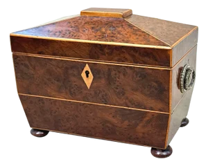 19th Century Burr Yew Tea Caddy, 1820