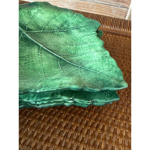 Ceramic Italian Vietri Foglia Fresca Majolica Leaf Bread or Side Plates-Set of 8 For Sale - Image 7 of 12