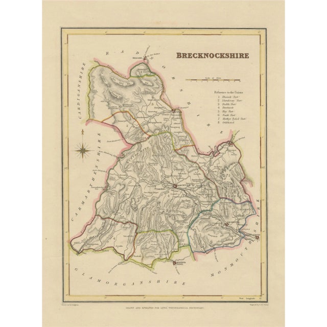 Antique Map of Brecknockshire in Wales by Creighton & Walker, 1830s For Sale - Image 10 of 10