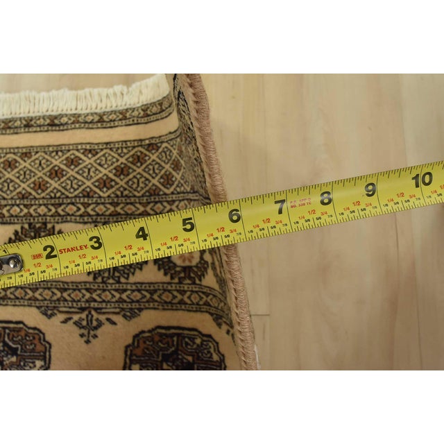 Bokhara Rug 3’1” X 4’7” Beige Wool Tribal Hand-Knotted Oriental Carpet For Sale - Image 9 of 11