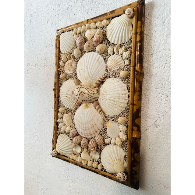Wood Antique Cane and Bamboo Panel With Shells For Sale - Image 7 of 8