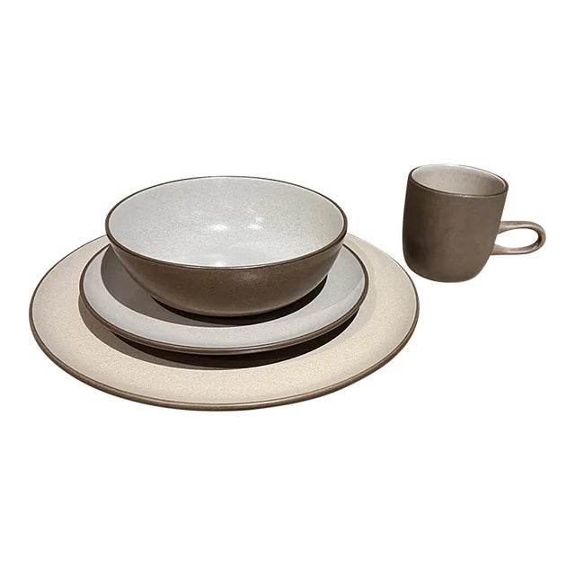 Vintage 1960s Edith Heath Sausalito 4-Piece Stoneware Dinnerware Set Mid-Century For Sale