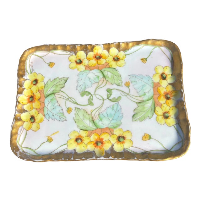 Early 1900s Art Nouveau Limoges Wg&c Dresser Tray Decorated by Pickard Signed Beautlich For Sale