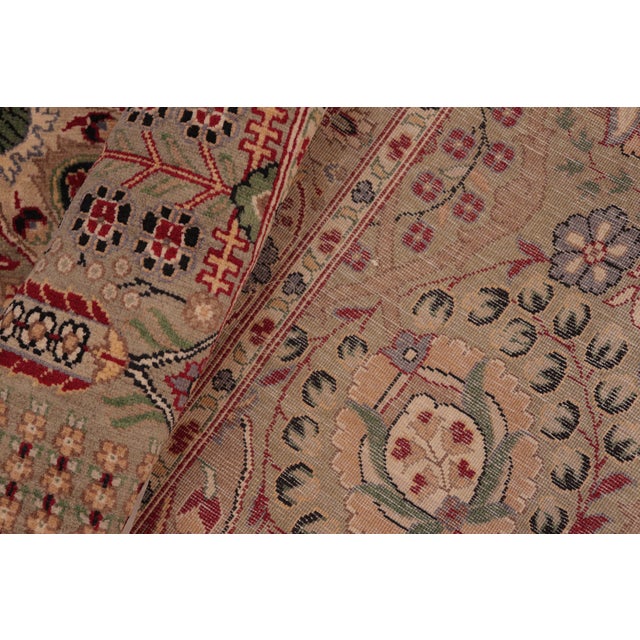 Textile Elagant Floral 1990's Pak-Persian Green/Beige Wool Rug - 8'0'' X 10'3'' For Sale - Image 7 of 9