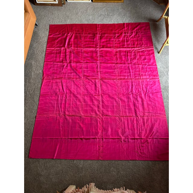 Vintage Handmade Satin Patchwork Queen Size Bed Cover For Sale In Philadelphia - Image 6 of 7