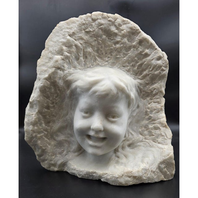 Sculpture of Child's Face, 1890s-1910s, Marble For Sale - Image 6 of 6