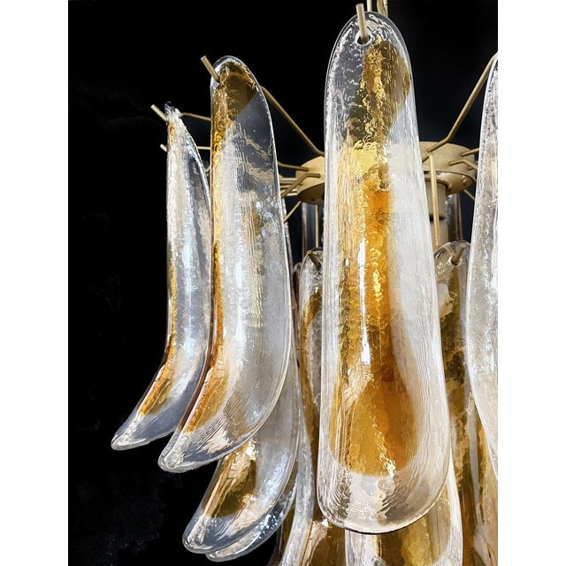 Vintage Italian Murano Chandelier with 41 Glass Amber Petals, 1990s For Sale - Image 13 of 17