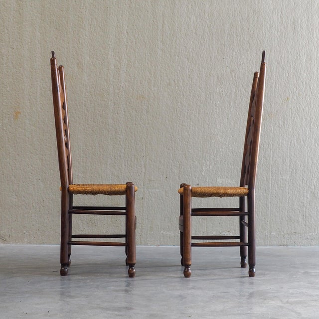 Brown Sculptural Brutalist High-Back Chairs, 1960s, Set of 2 For Sale - Image 8 of 14