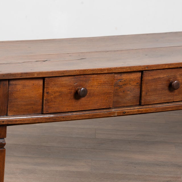 19th-Century French Walnut Coffee Table With Three Drawers For Sale - Image 12 of 16