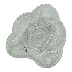 Early 20th Early American Pattern Glass Clear Pressed Glass Tri-Cornered Nappy Bowl