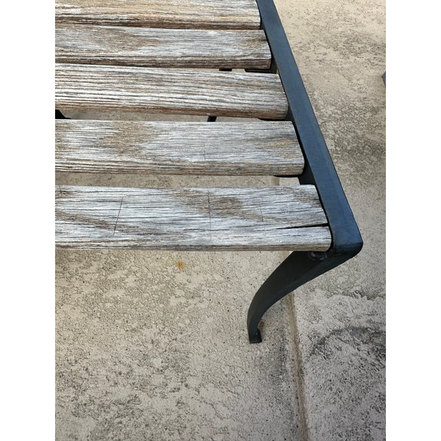 1930s Pair of Neoclassical Lyre Back Cast Iron Lyre Back With Weathered Wood Seats For Sale - Image 17 of 18