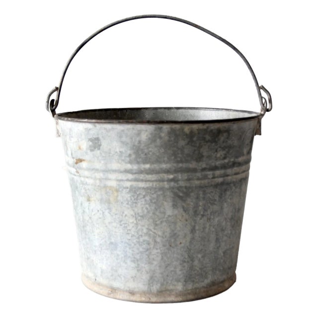 Vintage Galvanized Tin Bucket For Sale
