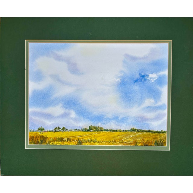 French Country Giclee Print of This Watercolor Painting “Idaho Farm Sky” For Sale - Image 3 of 3