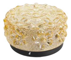 Amber Glass Flower Wall Lamp attributed to Erco, 1970s