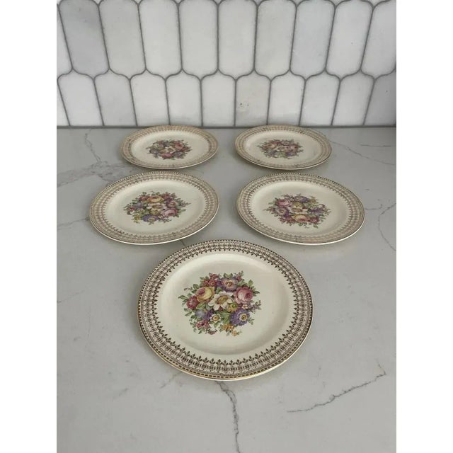 Ceramic Vintage 22 Karat Gold China Dessert Plates- Set of 5 For Sale - Image 7 of 10