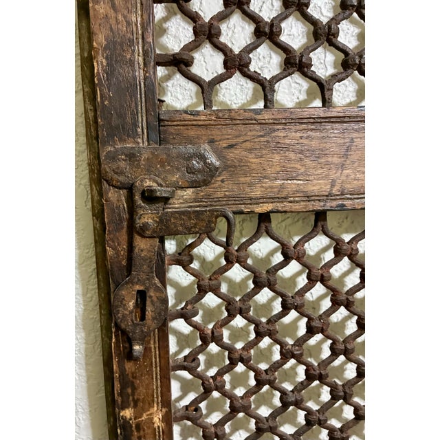 Rustic European Antique Middle Eastern Iron Jali Window Shutters, Pair For Sale - Image 3 of 12