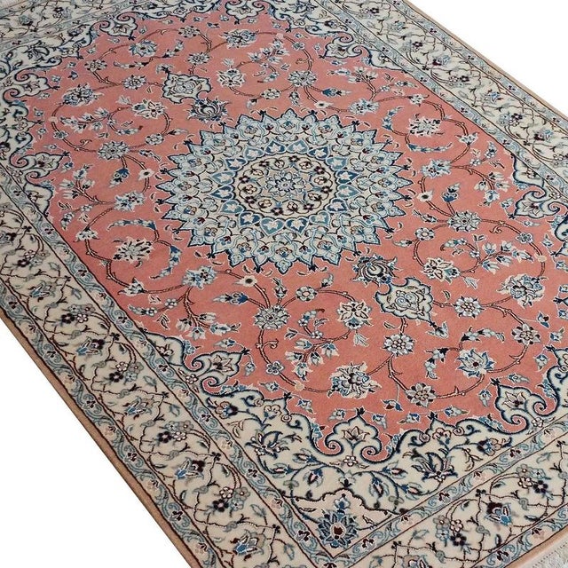 Hand-Knotted Nain Rugs in Wool and Silk, Set of 2 For Sale - Image 5 of 7