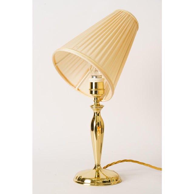 Art Deco table lamp with fabic shade vienna around 1920s Polished and stove enameled the fabric shade is replaced ( new )....