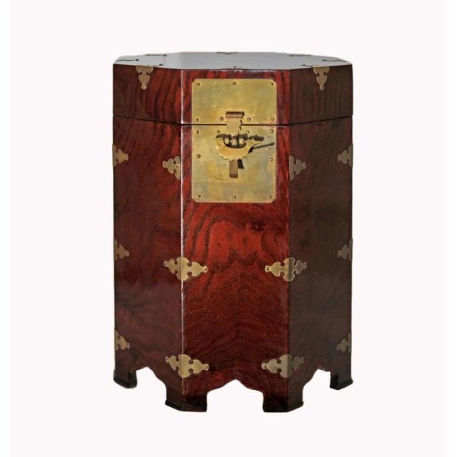 Side Tables Octagonal Mahogany and Brass - A Pair For Sale In Providence - Image 6 of 6