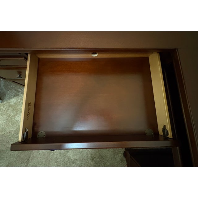 Late 20th Century Traditional Cherry Wood L-Shaped Executive Corner Desk With Integrated File Storage For Sale - Image 9 of 13
