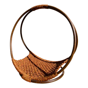 Vintage 1970s Woven Circular Magazine Rack