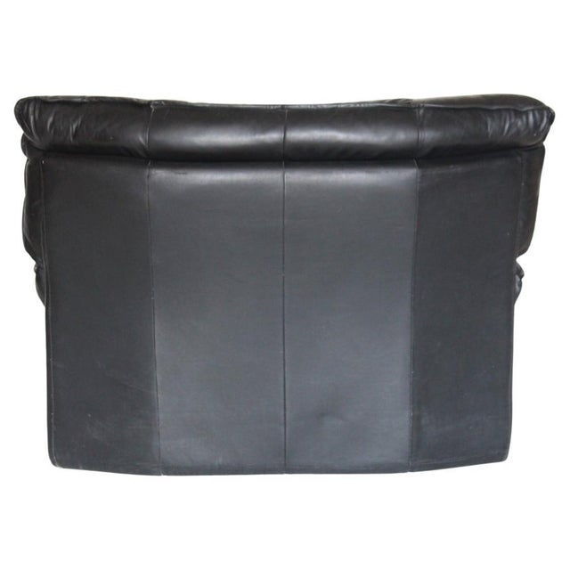 Postmodern Lounge Chair in Black Leather and Steel attributed to Nicoletti Salotti for Avanti, Italy, 1980s For Sale - Image 4 of 14