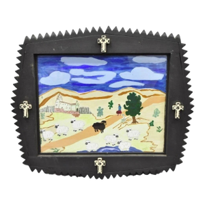 Bill & Geraldine Nelson “Old Southwest” Black Sheep Painting Carved Wood Frame