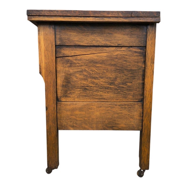 Antique St. Louis Holtgrewe-Vornbrock 3-Drawer Wood Chest With Original Label & Original Wood Wheel Casters For Sale - Image 4 of 16
