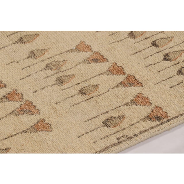 Contemporary Rug & Kilim’s Block Print Floral Rug in Beige, Brown and Orange For Sale - Image 3 of 9