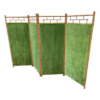 Gilded Faux Bamboo Screen by Madeleine Castaing For Sale