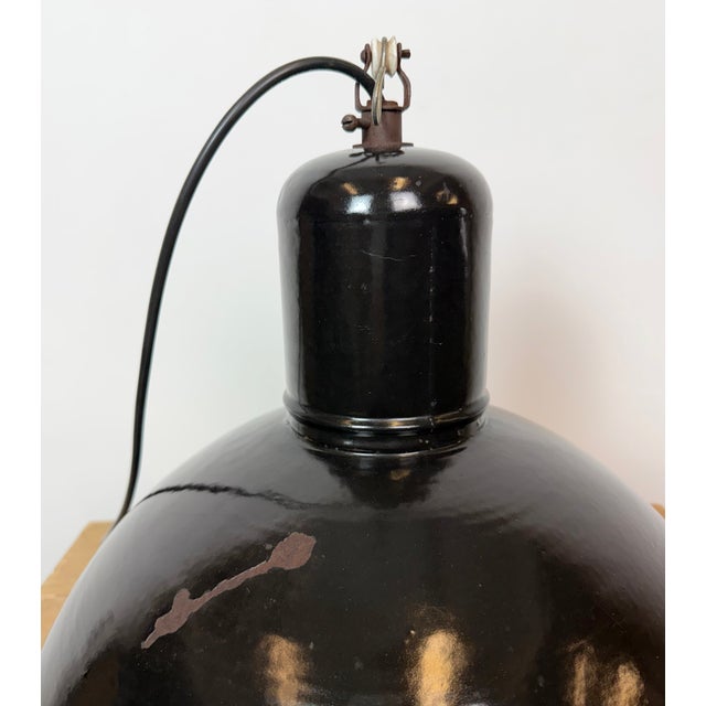 Industrial Black Enamel Factory Pendant Lamp, 1950s For Sale - Image 12 of 18