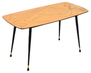 Mid-Century Italian Painted Wood, Brass and Black Metal Coffee Table, 1950s