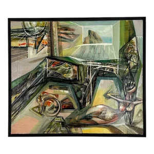 Mid 20th Century "Rock in the Water" Oil on Canvas Painting by Alexander Meller