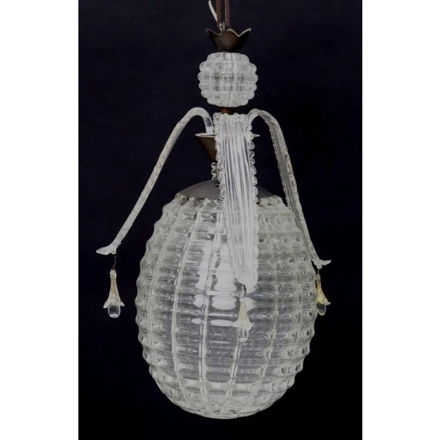 Mid-Century Modern Mid-Century Italian Murano Glass Pineapple Hanging Ceiling Lamp For Sale - Image 3 of 5