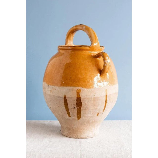 Large French Glazed Ochre Jug, 19th Century For Sale - Image 4 of 9